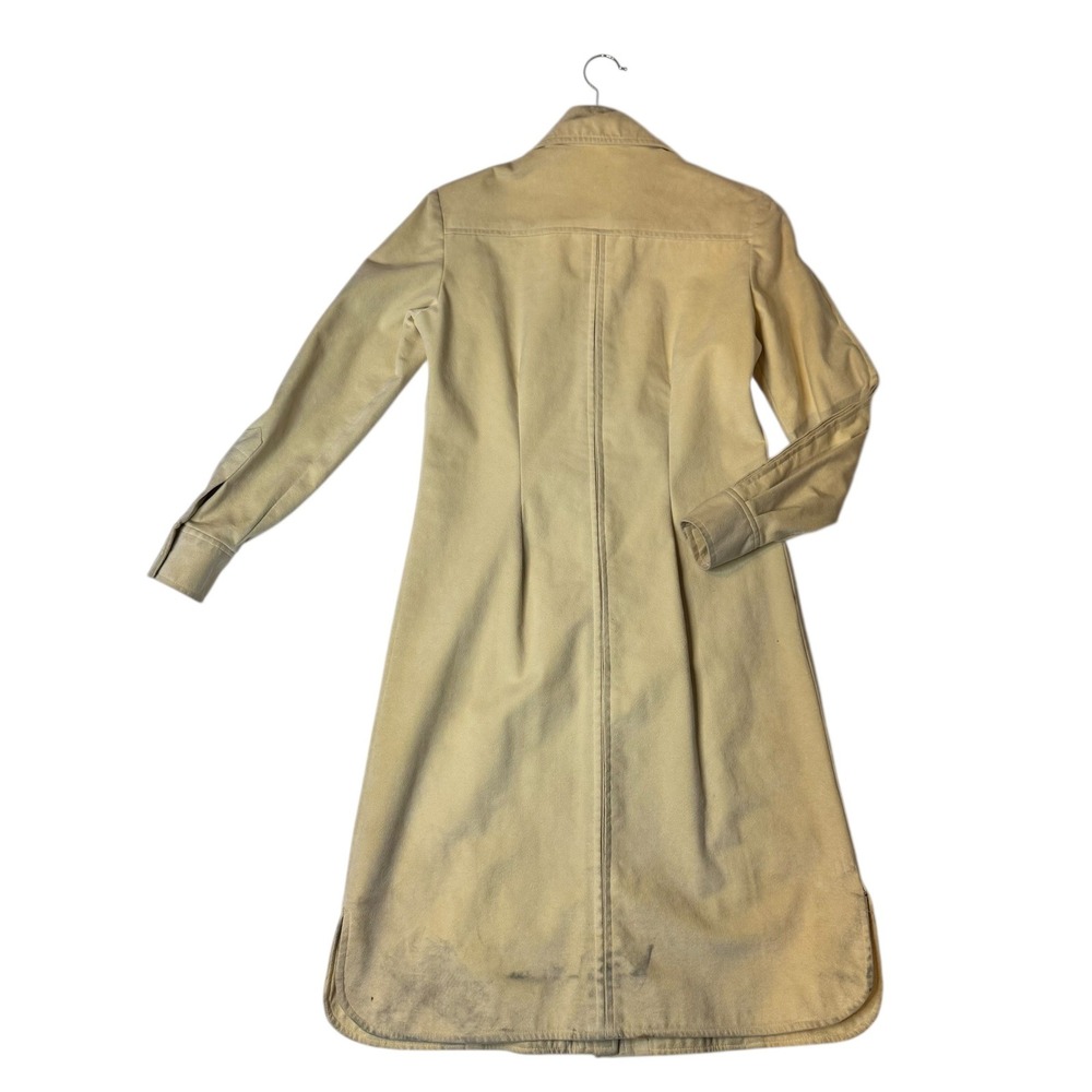 Vtg Sincerely Gidding Jenny Faux Suede Pintuck Shirt Dress Cream 70s Size S-M - Picture 11 of 12